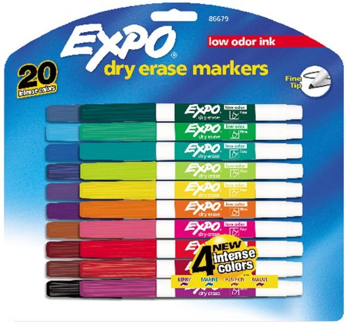 EXPO 86679 Sanford EXPO Low Odor Dry Erase Markers, Fine Point, Assorted, 20/Set