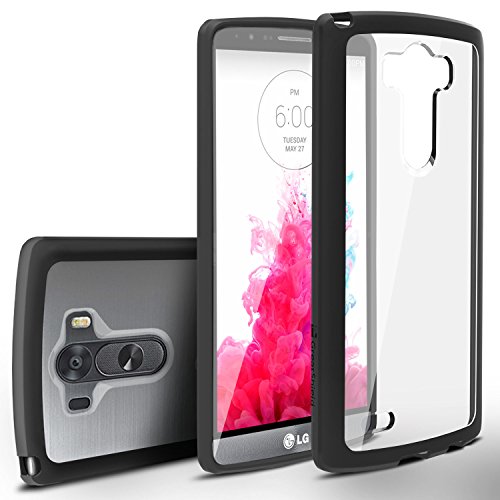 LG G3 Case, GreatShield [RETAIN] Slim Fit Hybrid Snap On Case Clear Back Cover for LG G3 (Black)