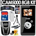 Coby CAM5000 720P 5MP 4X Digital Zoom 2in TFT LCD Digital HD Camcorder Camera (Black) With 8GB Accessory Bundle