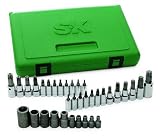 SK 19763 35-Piece 1/4-Inch, 3/8-Inch and 1/2-Inch Drive TORX Bit Socket SuperSet