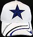 Dallas Adjustable Bent Brim Baseball Cap with Stripes on Bill (White Star)