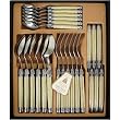 Horn Look Acrylic Ivory Color Laguiole Verdier Heavy Duty Menagere Cutlery Set 24 pc in Gift box