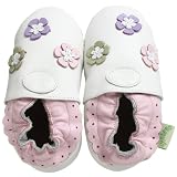ShooFoo Infant Multi Flower Baby Soft Sole Shoe,White,Small (US Infant 0-6 Months)