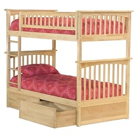 Columbia Twin/Twin Bunk Bed with Under-Bed Drawers - Natural Maple by atlantic furniture