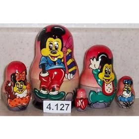 Mickey Mouse Russian Nesting Doll 5 Pc 4 in #4.127 by 