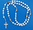 White Faux Pearl Rosary with Photographs