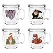 Jungle Friends 12 oz Insulated Coffee Mug Set, Clear (4 designs)