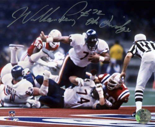 William Perry Autographed/Hand Signed Chicago Bears 8x10 Photo (SB XX Touchdown) with The Fridge Ins
