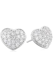 Sterling Silver Cubic Zirconia Pave Heart Stud Earrings (0.54 cttw)