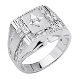 .925 Sterling Silver CZ Embossed Diamond Cut Mens Ring