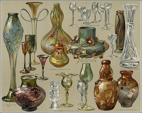 Photographic Prints of Art Nouveau Glassware from Mary Evans