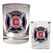 Chicago Fire Soccer Rocks Glass and Square Shot Glass Set - Primary Logo MAJOR-LEAGUE-SOCCER Soccer
