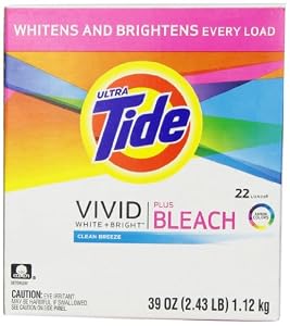 Tide Ultra Vivid White Plus Bright Plus Bleach Laundry Detergent Powder, Clean Breeze Scent, 39 Ounce