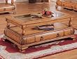 Distressed Oak Coffee Table with Storage Drawer and Glass Top By Coaster Furniture