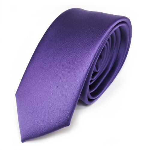 Schmale Satin Krawatte lila violett uni Polyester