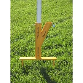 The Original Umbrella Stand - Use Anywhere, Sand or Grass, Easy to Use, Yellow with Thumbscrews