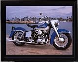 65 Blue Harley Davidson Motorcycle - Photography Poster - 16 x 20