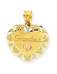14k Two Tone Gold Grandma Heart Pendant. Metal Wt- 0.99g