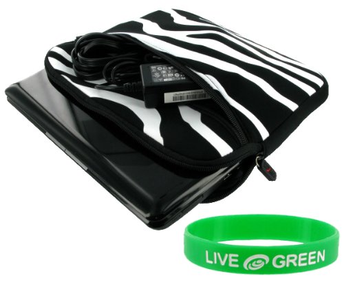 HP Mini 1137NR 10.1-Inch Zebra Netbook Neoprene Carrying Case - Dual Pocket Zebra Black White