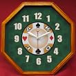 13x13 Octagon Casino Wall Clock Mahogany