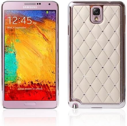 W-RainBow Samsung Note III Newest Arrival Beige Deluxe Chrome Inlay Bling Crystal Rhinestone Gypsophila Hard Case Skin Cover for Samsung Galaxy Note 3 III N9000