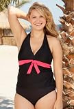 Beach Belle® Sassy Plus Size Tie Front Halter Tankini - Plus Size Swimsuit Plus Size Swimsuit
