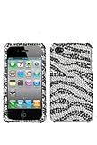 Rhinestones Protector Case for iPhone 4, Zebra Stripes Full Diamond