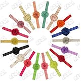 Shabby Chiffon Flower Baby and Newborn Girls Headband Set - 18 Pack - by ZELDA MATILDA - Gorgeous Rosettes on Super Soft and Stretchy Headbands for Newborn and Baby Girls - Boutique quality!