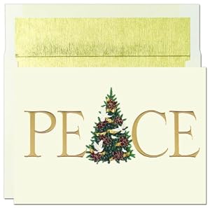 Gold Peace Holiday Cards -