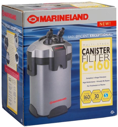 Marineland C-160 Canister Filter - Up to 30 gallons - 7.5 in x 7 in. x 12.5 in.