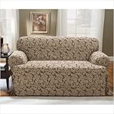 IMAGE OF Scroll Classic Fit Sofa Slipcover (T Cushion) Fabric: (As Shown) Brown