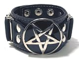 Pentagram Wristband Black Metal Gothic Death Bracelet Occult