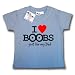 Dirty Fingers  I Love Boobs...just like my Dad  Baby & Toddler T-shirt 6-12 months, Blue