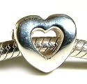 LovingtheBead &copy; 'Open Heartl' Sterling Silver Plated Slide-on & Slide-Off Bead Charm