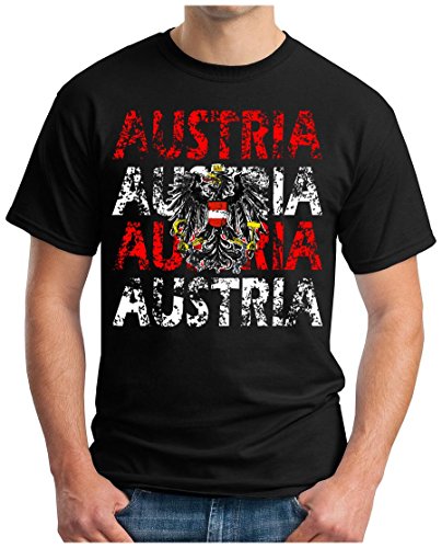 OM3 – AUSTRIA – T-Shirt ÖSTERREICH EM 2016 FRANKREICH FRANCE FUSSBALL FANSHIRT SOCCER SPORT TRIKOT EUROPAMEISTER, 3XL, schwarz