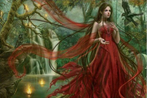 1art1 43661 Gothic - Scarlett & Ravens By Cris Ortega Poster 91 x 61 cm