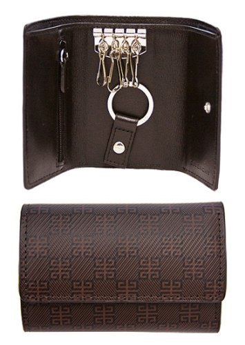 Click here to buy Givenchy Brown Leather Dark Brown Logo Pattern Key Holder GV60691015BR.
