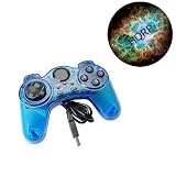 HQRP PC USB Game Controller GamePad JoyPad Joystick (Clear Blue) plus HQRP Coaster