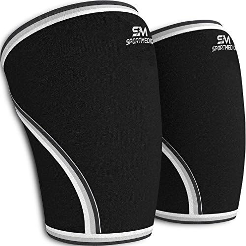 SPORTMEDIQ Knee Sleeves (1 Pair) Support & Compression for Weightlifting, Powerlifting & CrossFit - 7mm Neoprene Sleeve for the Best Squats - For Women & Men - by SPORTMEDIQ-1 Year Warranty (X-Large)