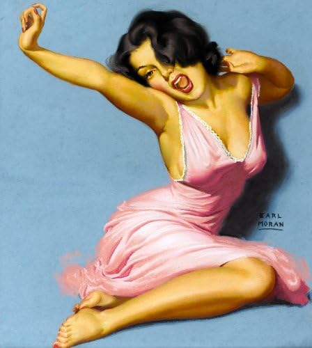 Pin-Up Girl Wall Decal Sticker - Woman in Pink Dress by Earl Moran - 12 in.