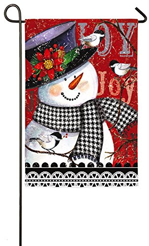 Evergreen Joyful Snowman Suede Garden Flag, 12.5 x 18 inches