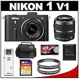Nikon 1 V1 10.1 MP Digital Camera Body with 10-30mm & 30-110mm VR Lens (Bla ....
