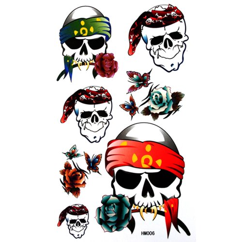 King Horse temporary tattoos full of canine skeleton butterfly rose cool