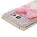Note 5 Case, Galaxy Note 5 Case - Mavis's Diary 3D Handmade Bling Crystal Lovely Cute Pink Bow with Shiny Pink Diamonds Gems Clear Cover Hard PC Case for Samsung Galaxy Note 5 & Clean Cloth