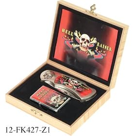 New Collectible Knife and Lighter Gift Skull Hell