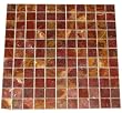 Red Onyx 1x1 Polished Mosaics Meshed on 12" X 12" Tiles for Bathroom Flooring, Kitchen Backsplash, Shower Walls