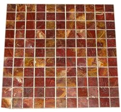 Red Onyx 1x1 Polished Mosaics Meshed on 12" X 12" Tiles for Bathroom Flooring, Kitchen Backsplash, Shower Walls