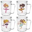 Cute Ballerinas (CAU) 18 oz Insulated Coffee Mug, Clear (Set of (4 designs))