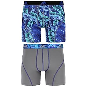 adidas Men's Sport Performance Climacool Boxer Brief Underwear (2 Pack), Jungle Bold Blue/Grey, Large