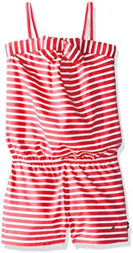 Nautica Big Girls Knit Striped Romper Red 8